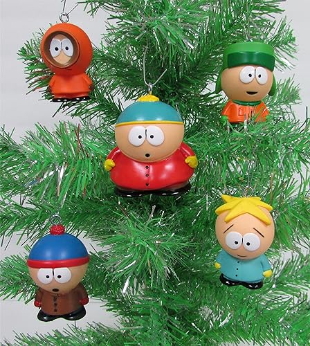 South Park 4 Piece Ornament Set Featuring Eric Cartman, Stan Marsh, Kyle Broflovski, Kenny McCormick and Butters Stotch, Ornaments Average 2.5"
