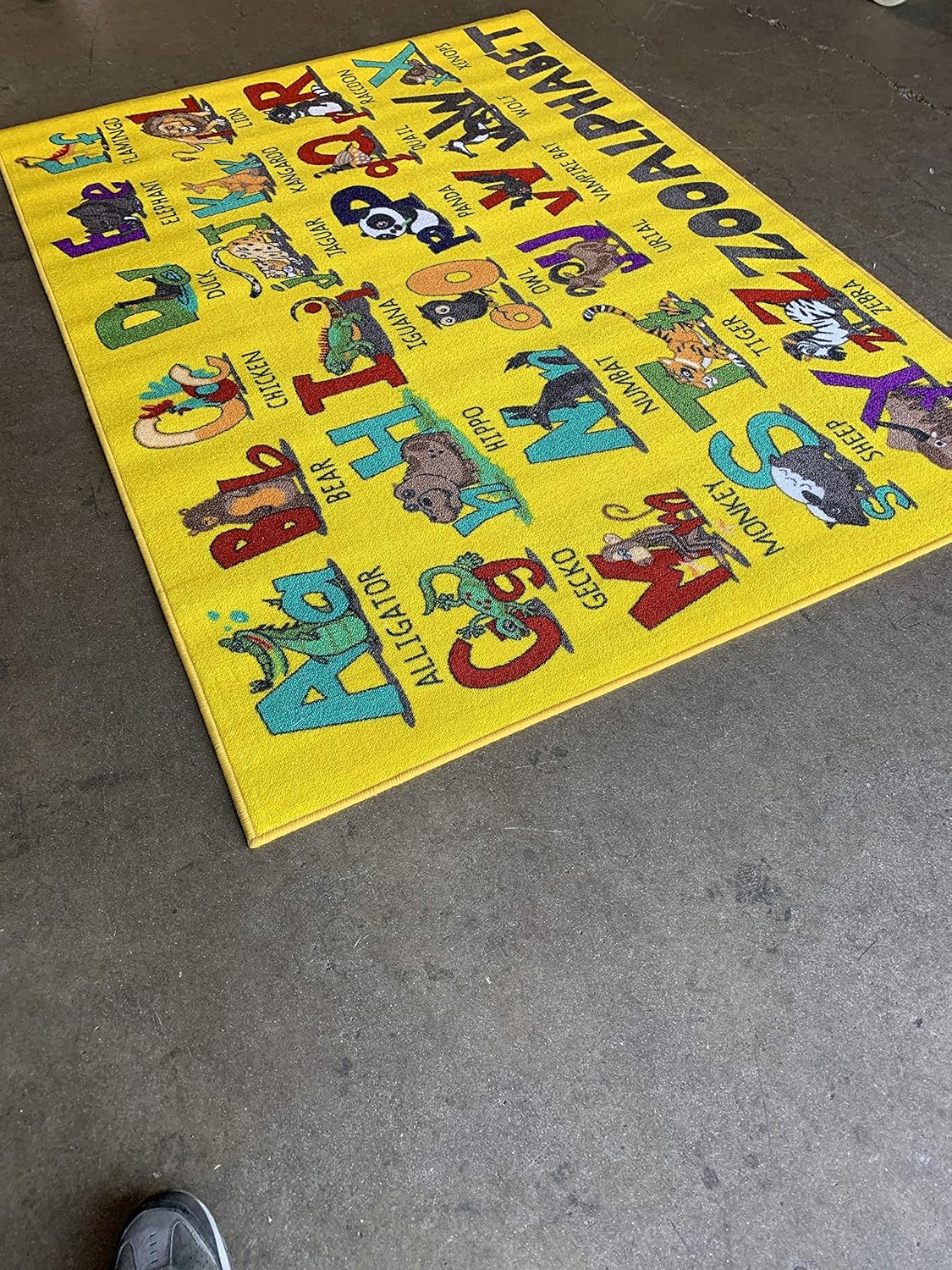 Kids Reversible Zoo Alphabet ABC Area Rug Double Sided Educational Durable Learning Classroom Nursery Animal Solar System Learning Carpet Design 62 (3 Feet 3 Inch X 4 Feet 8 Inch)