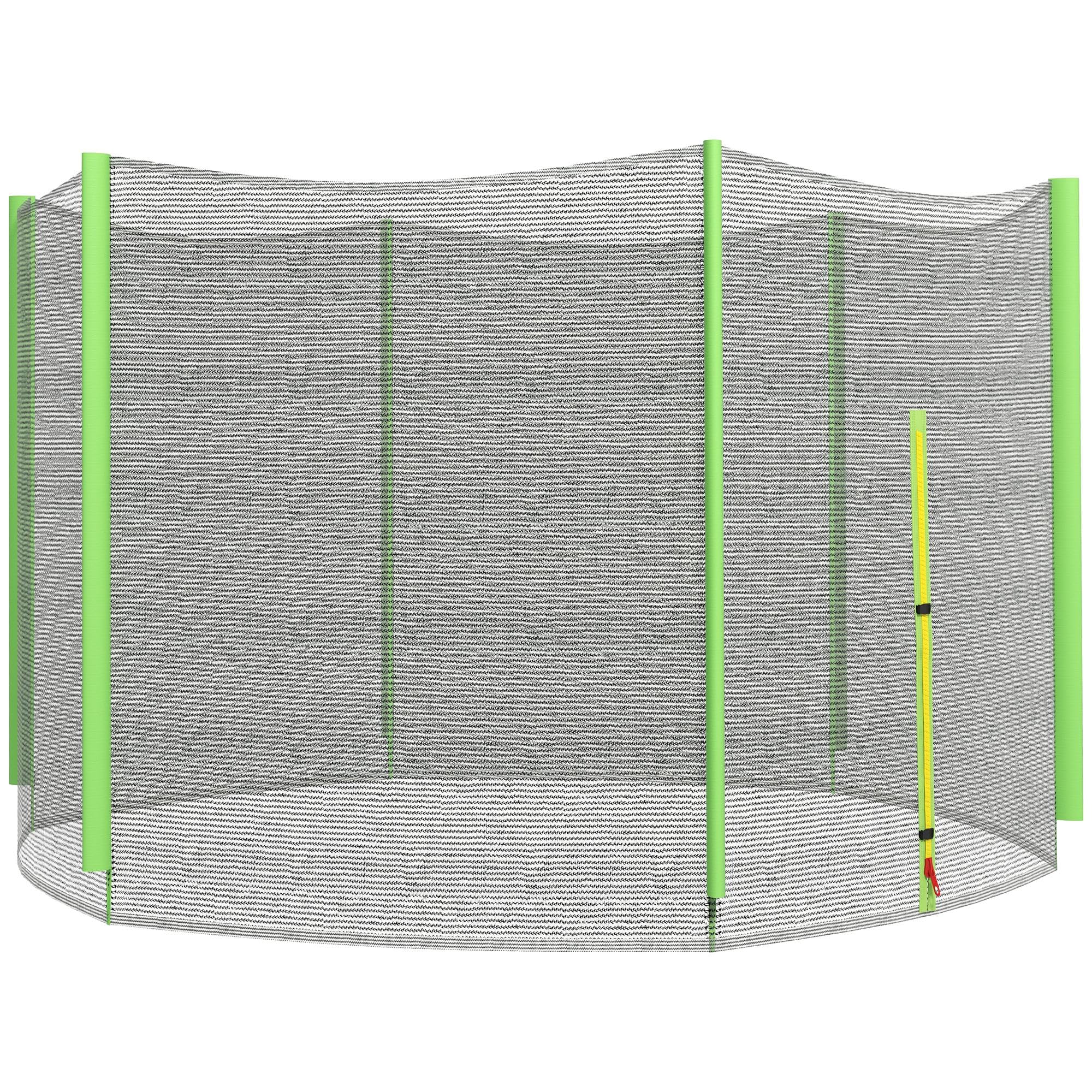 SPORTNOW Red de Seguridad para Cama Elástica Ø244 cm 6 Postes Rectos Verde | Red de Trampolín Redondo, para Exterior, Protectora para Cama Elástica