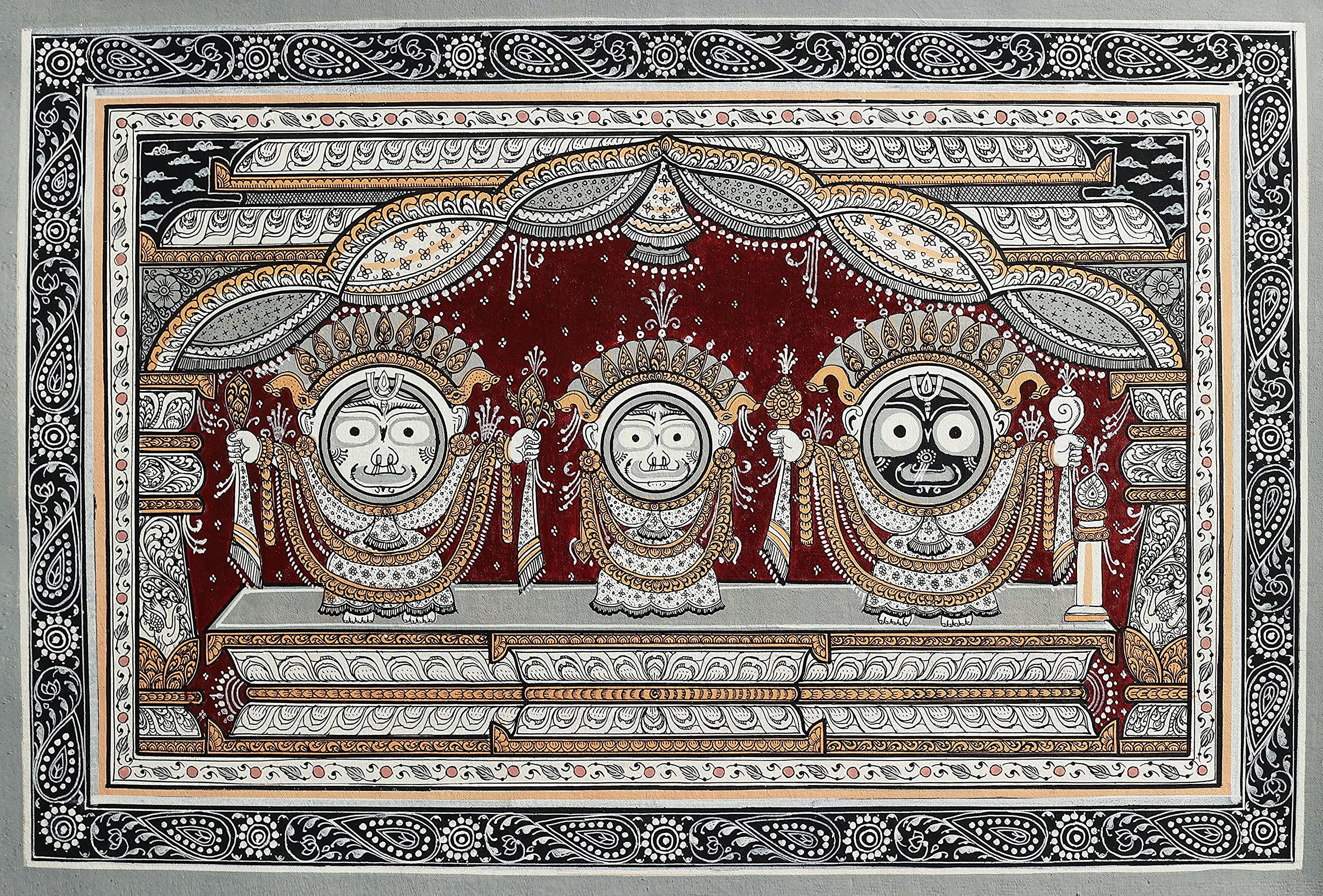 Peinture Jagannath sur PattiFo : art sacré traditionnel indien fait main