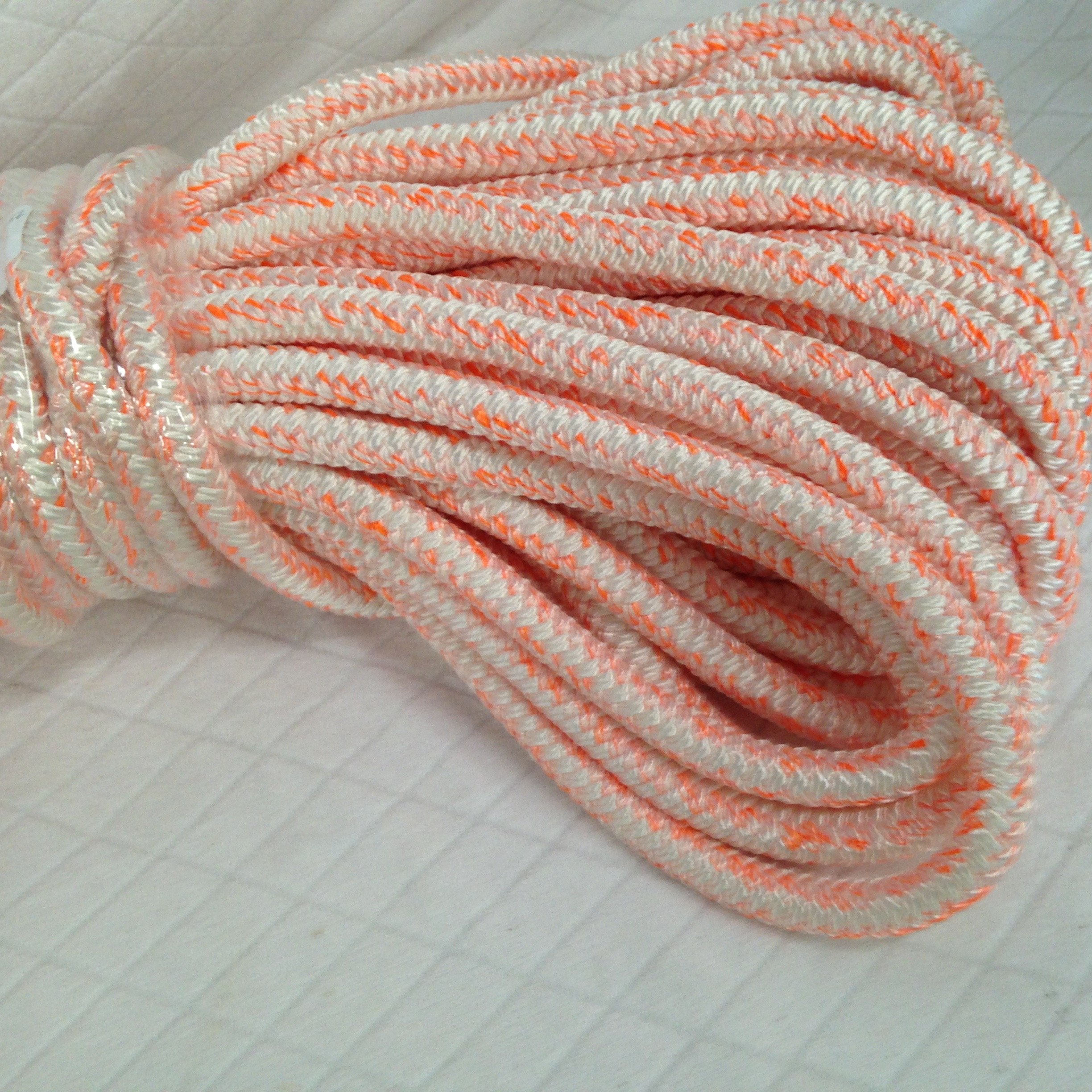 5/8 Inch by 150 Feet 12 Carrier, 24-Strand Arborist Bull Rope, White and Orange