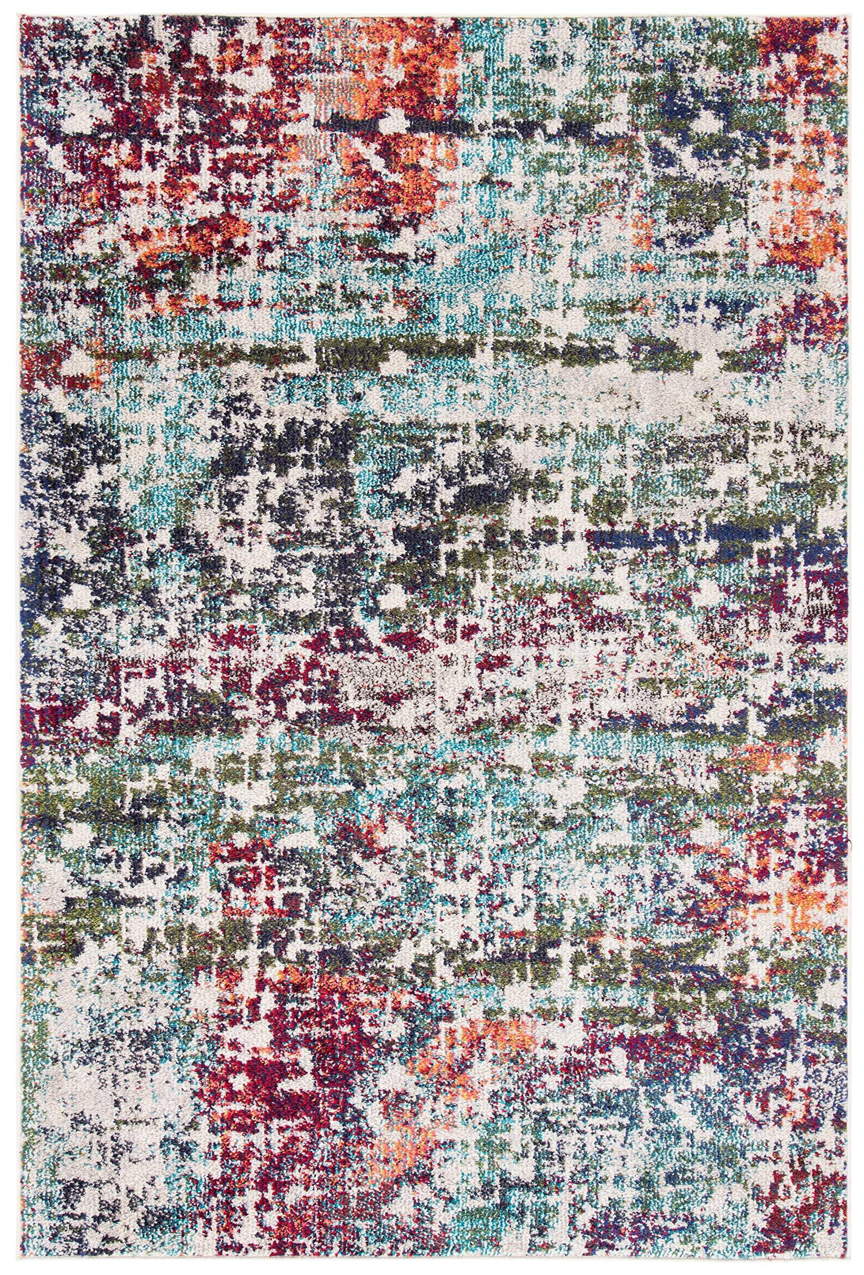 SAFAVIEH Tapis Contemporain pour Salon, Salle à Manger, Chambre à Coucher - Madison Collection, Tapis à Poil Court, Bleu et Vert, 122 X 183 cm