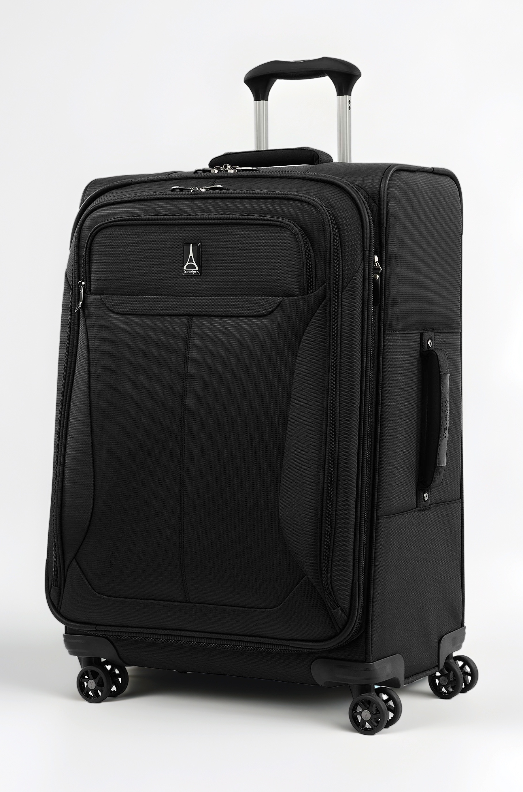 Travelpro Tourlite Softside 2-Piece Set, Expandable Luggage with 4 Spinner Wheels, Lightweight Suitcase, 21" Carry-On, 25" Checked Medium, Black, Black, Checked-Medium 25-Inch, Luggage