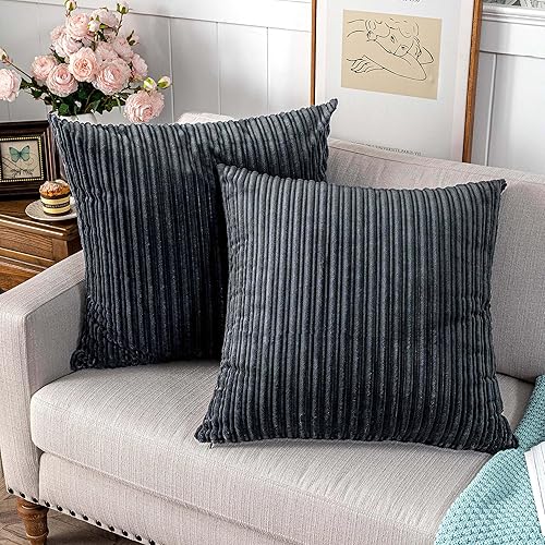 Miniatura 52 de UGASA - Juego de 2 fundas de almohada de terciopelo a rayas, funda decorativa para cojín con cremallera oculta para el hogar, sofá, dormitorio,