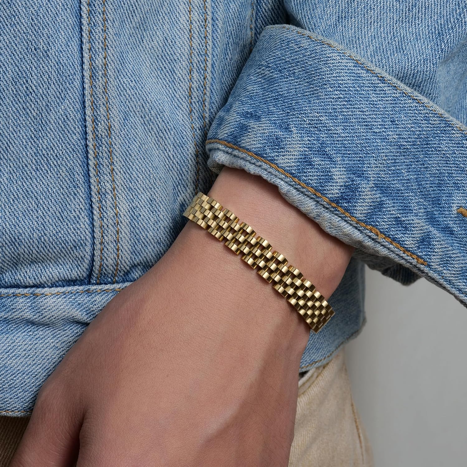 MYNENEY 10mm mens stainless steel bracelet Watch link chain bracelet for men Silver/Gold/Black-7.48/7.68/8.27 Inch Length Classic men Jewelry - Image 4