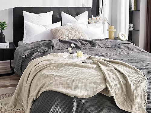 Miniatura 6 de KyraHome Manta grande de muselina 100 % algodón orgánico de 60 x 80 pulgadas para sofá, adulto, niños pequeños, prelavada, teñida de plantas,