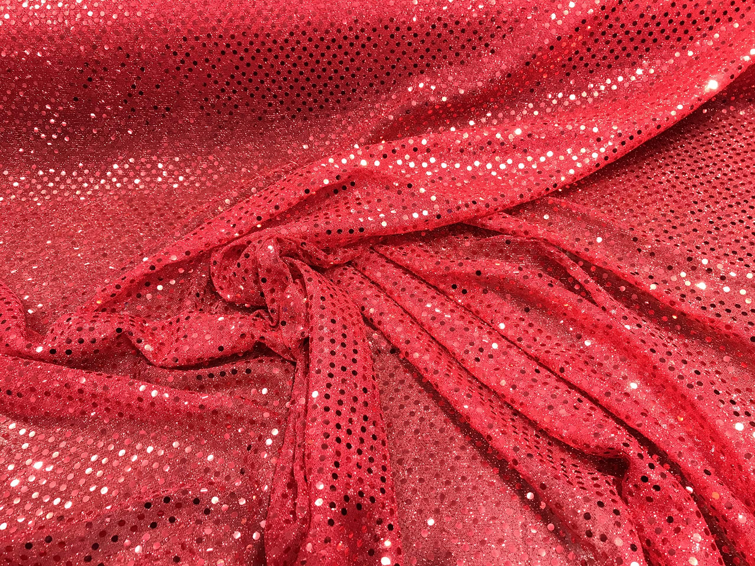 Faux Sequin Shiny Confetti Dot Knit Red, Fabric by the Yard