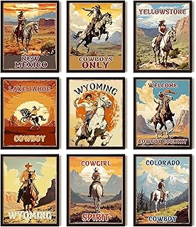 97 Decor Western Cowboys Poster - Vintage Cowboy Decor, Cowboy Western Wall Decor for Bedroom, Western Pictures Cowboy Art Prints, Rustic Rodeo Posters, Cowgirl Room Decor for Home (8x10 UNFRAMED)