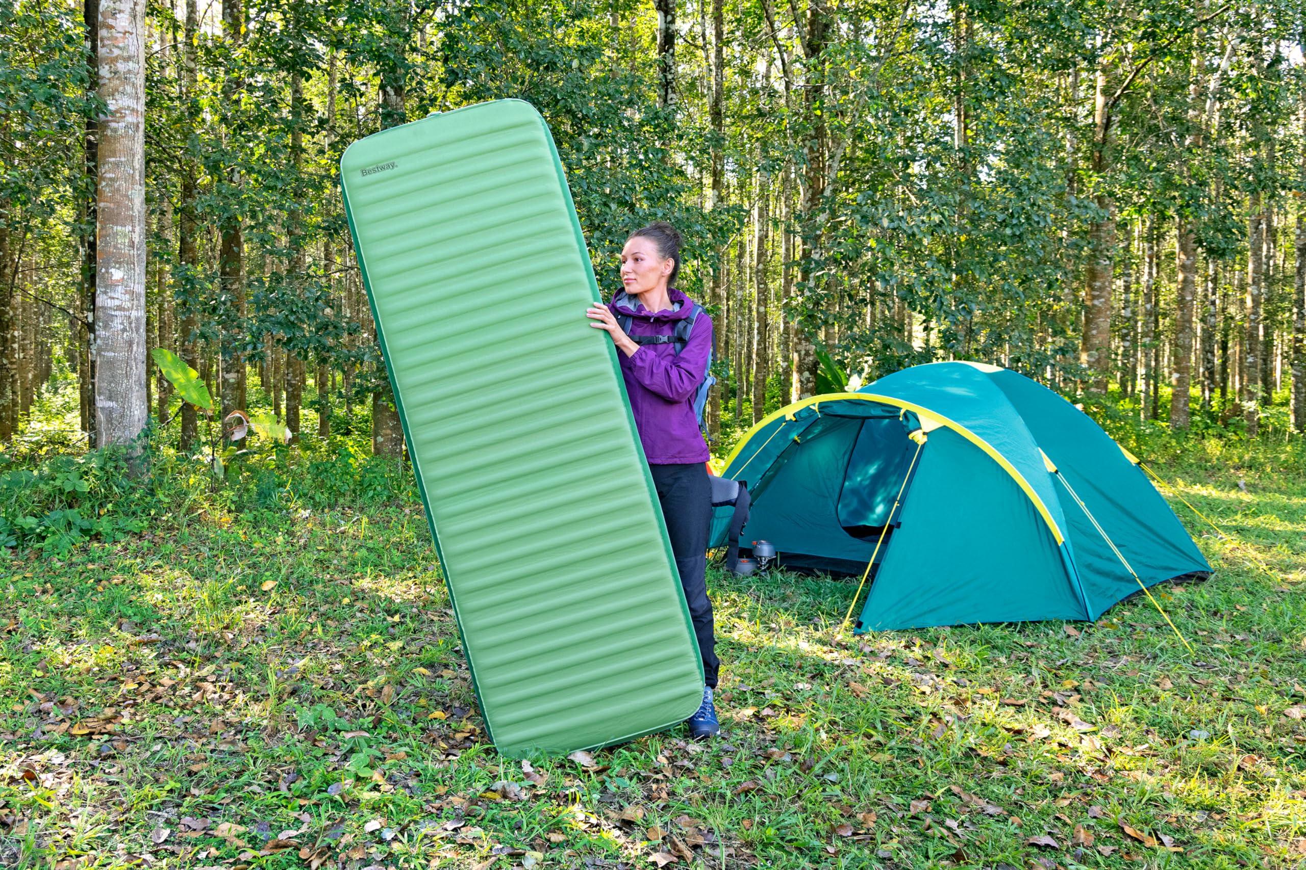 Bestway ComforTrek Luxe samopompująca duża, prostokątna podkładka do spania 78 cali x 25 cali x 4,3 cala