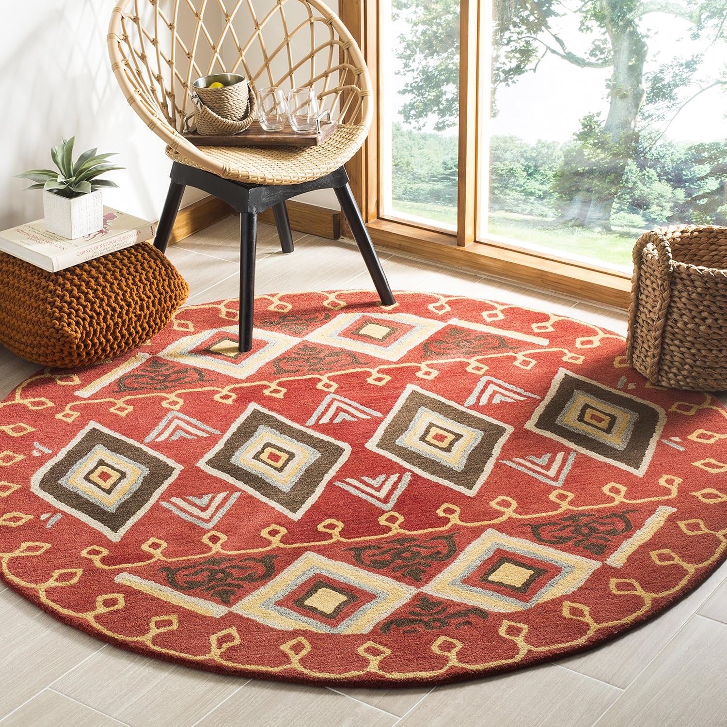 SAFAVIEH Heritage Collection 3' x 5' Red / Multi HG404A Handmade Traditional Oriental Premium Wool Area Rug