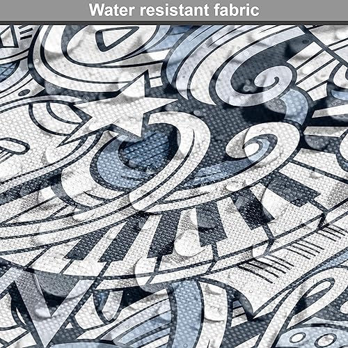 Miniatura 6 de Ambesonne Tela de Fiesta Popstar por Yarda, Estilo de Dibujos Animados Garabatos Dibujados a Mano Tema Musical Impresión de Arte Lineal, Tela