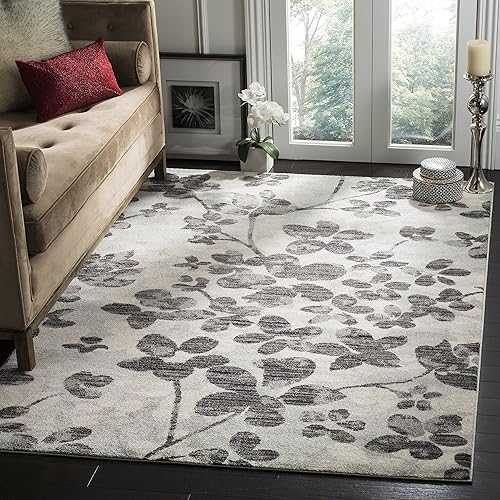 SAFAVIEH Evoke Collection EVK236R - Alfombra floral de 6 pies 7 pulgadas x 9 pies, diseño floral que no desprende pelusa, para sala de estar,