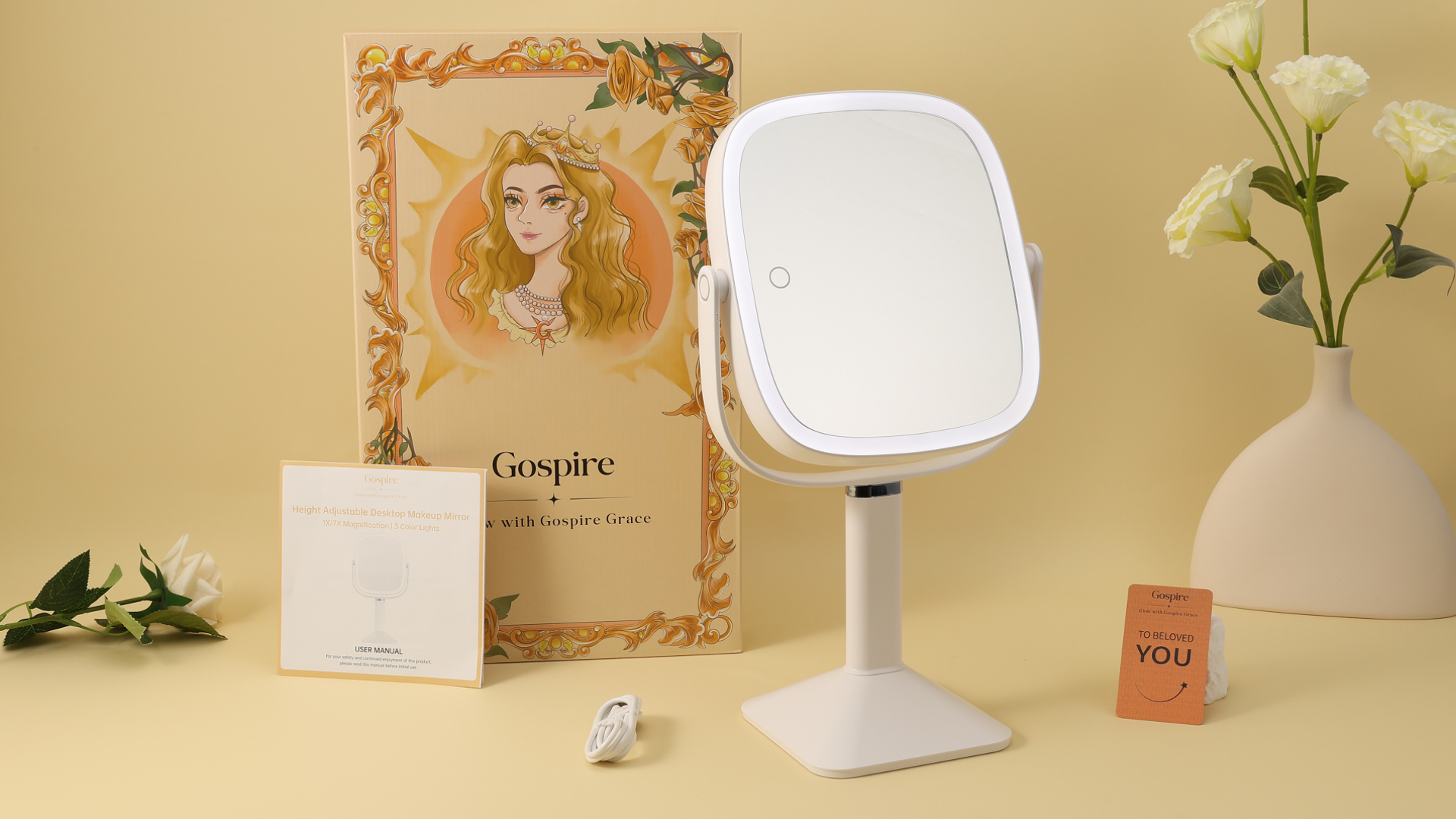 Amazon.com : Gospire Rectangle Lighted Makeup Mirror with Lights