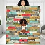 KERAOO Custom Blanket Gifts for Girl, You are Beautiful Victorious, Personalized Blanket Valentine's Birthday Gift for Black Woman, Black Queen, Black Girl