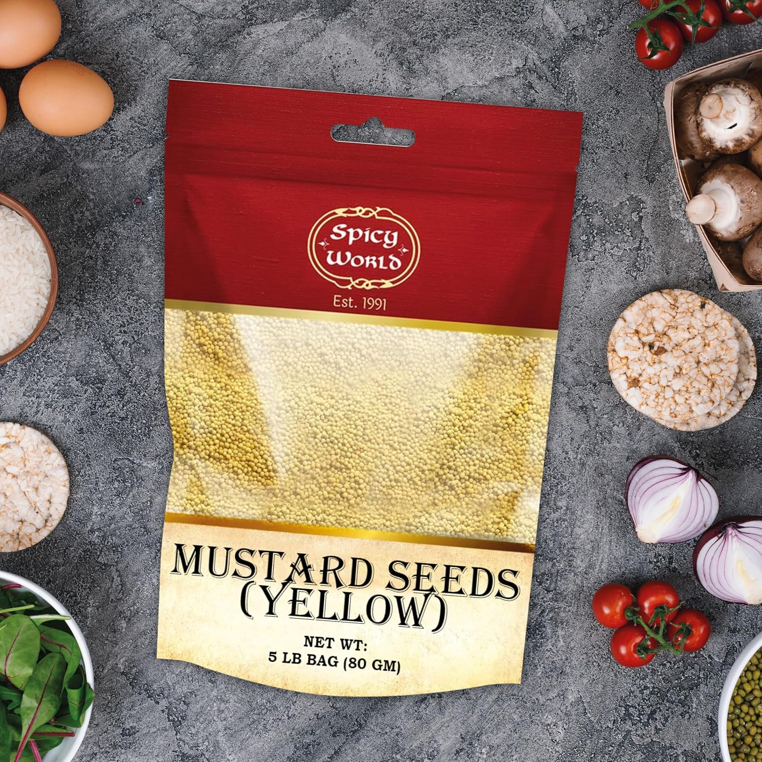 Spicy World Yellow Mustard Seeds Bulk, 5-Pounds