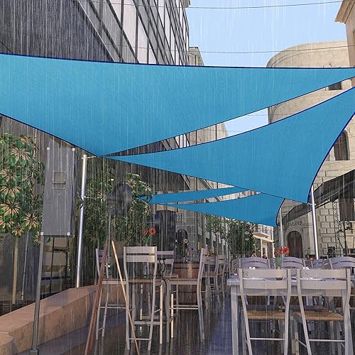 Miniatura 7 de Amgo Toldo parasol impermeable triangular azul de 16 x 16 x 16 pies, UPF50+ AMTADT16, toldo con 98% de bloqueo UV, resistente al agua, para