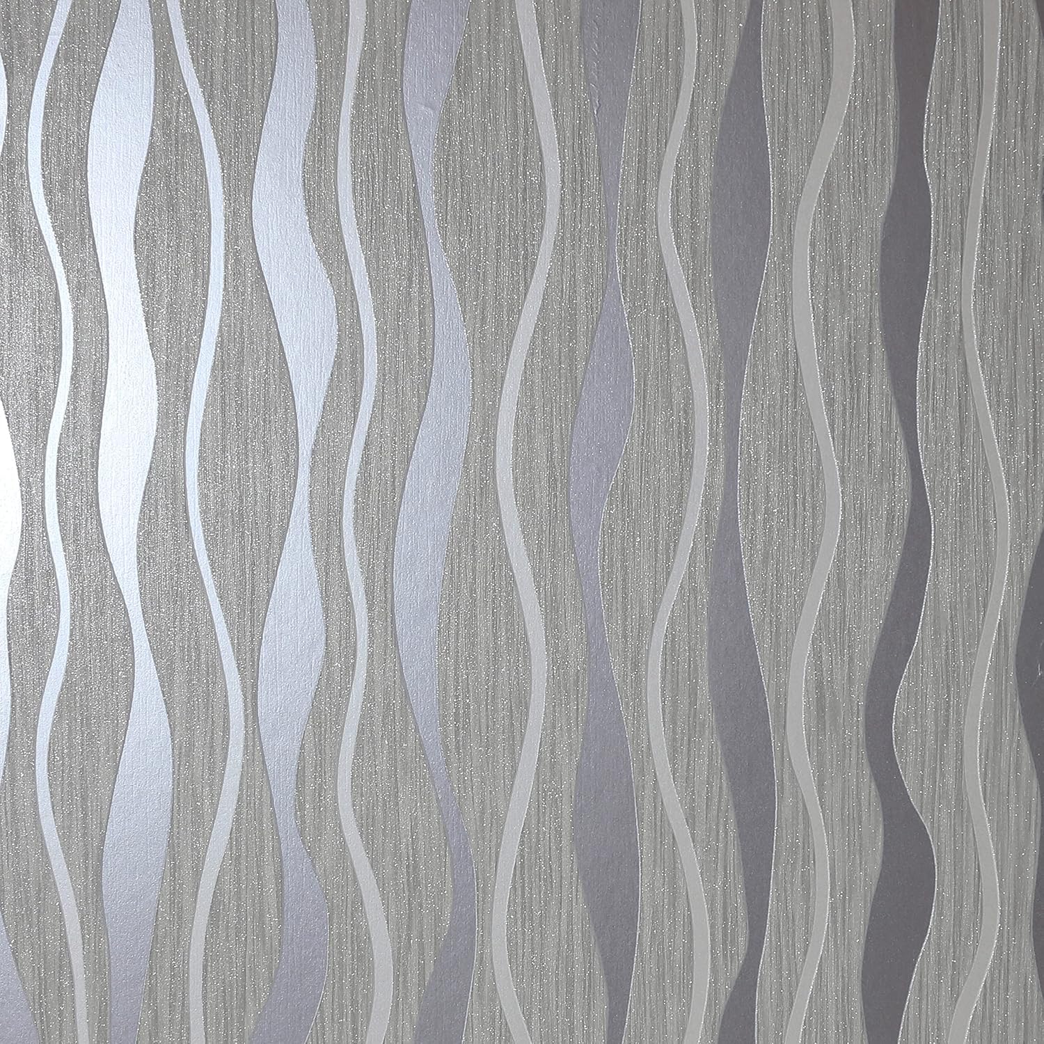 Arthouse Grey & Silver Stripe Wallpaper Glitter Finish to Catch Light