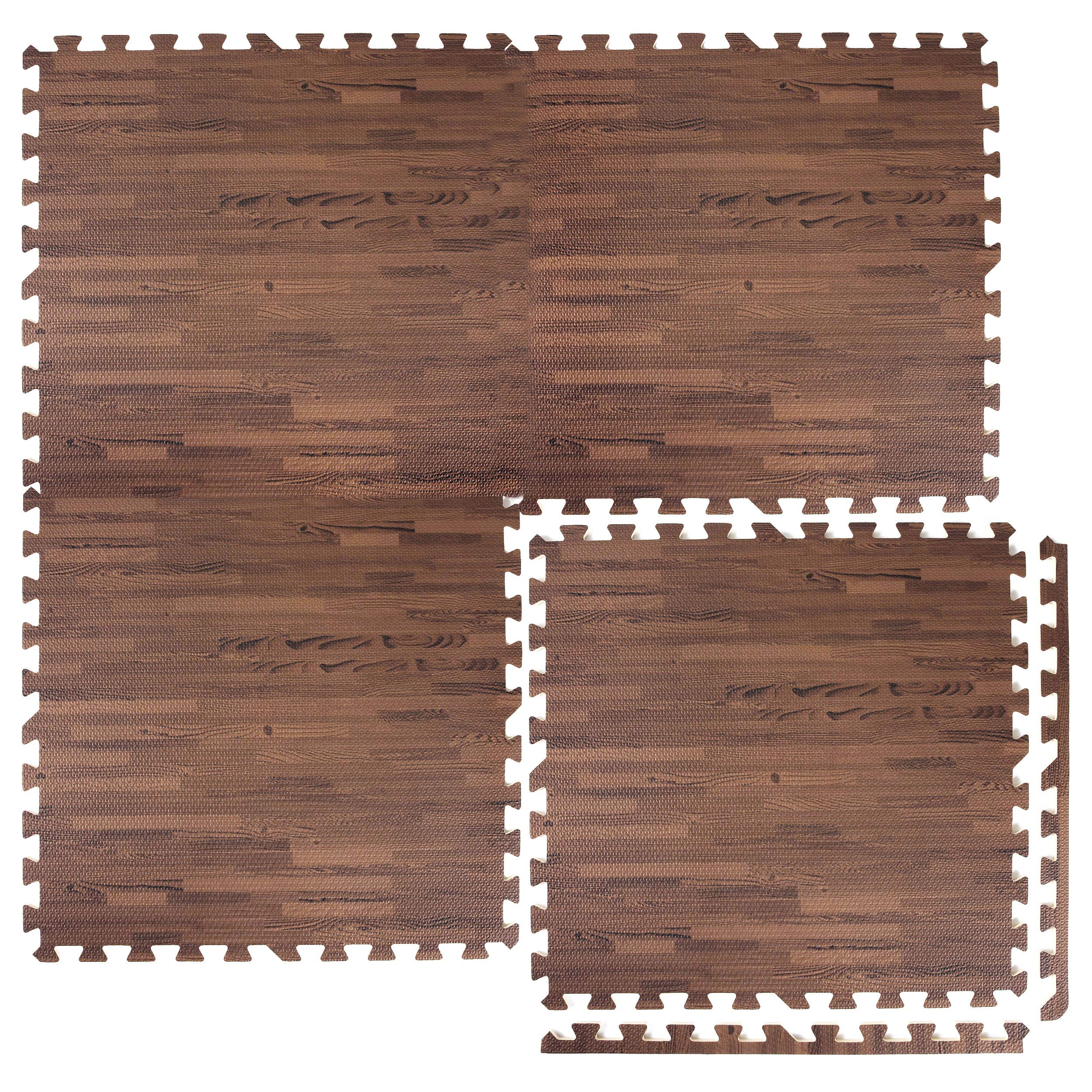 Lions Interlocking Foam Tiles - Premium Non Slip Eva Foam Floor Tiles for Kids Play Gym Ground Exercise Wooden Effect, Colour Yoga Rubber Workout Mats 8 Tiles (4 Tiles - 16 Square Feet, Dark_Wood) โ image 1