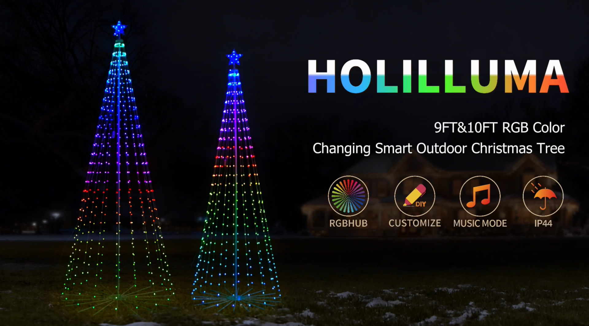 Amazon.com: HOLILLUMA 9FT LED RGB Color Changing Smart Outdoor