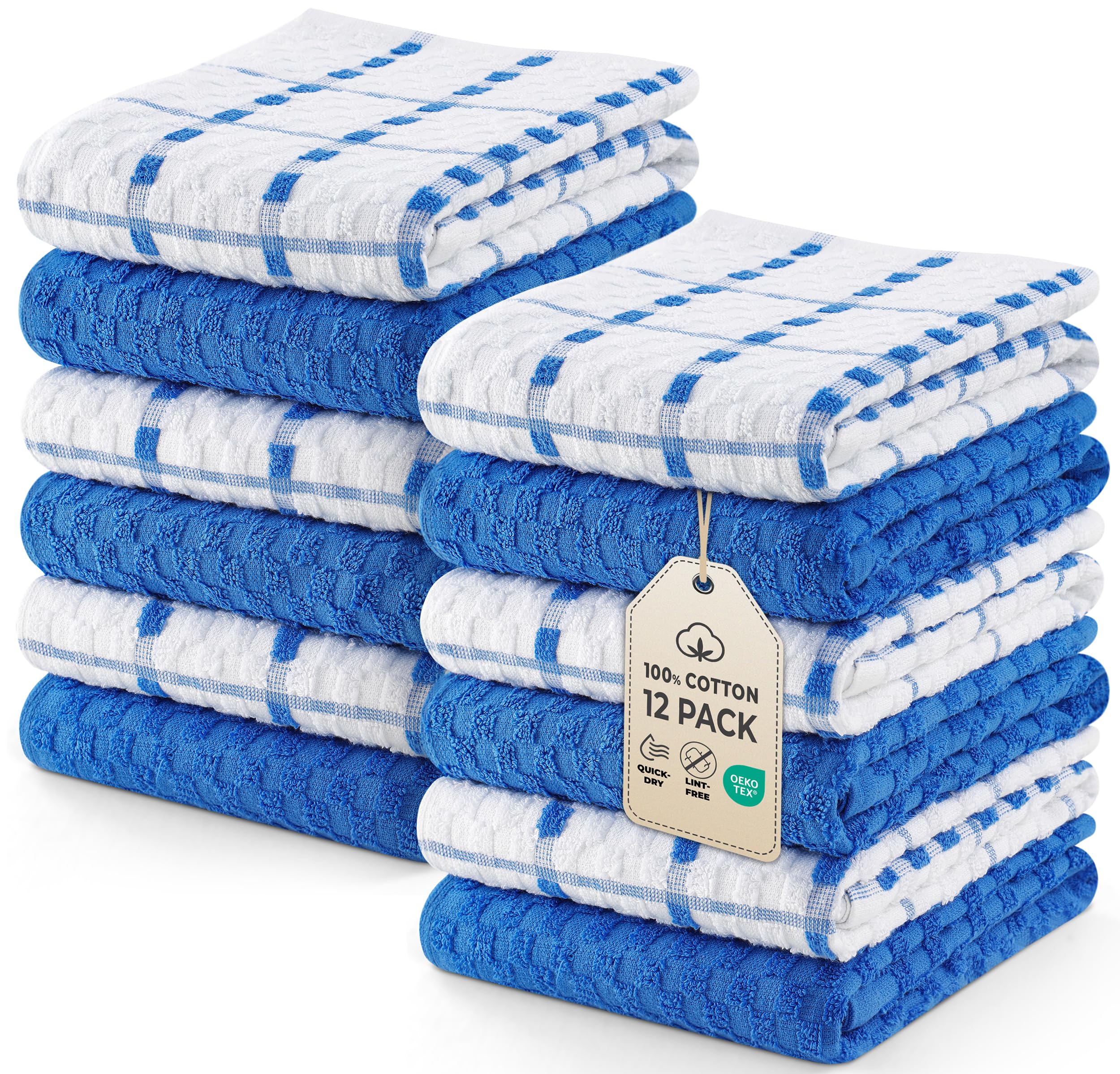 Utopia Towels Kitchen Towels 12 Pack 15x25 Inch Ring Spun Cotton Blue