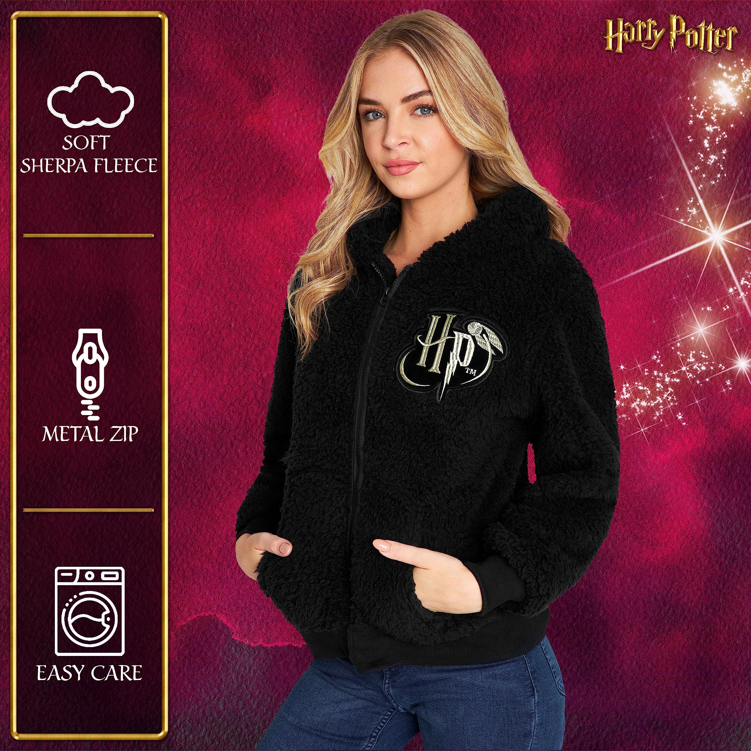 Harry Potter Felpa Bambina Ragazza con Zip, Felpa Invernale in Pile Teddy 7-18 Anni