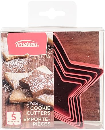 Trudeau Stainless Steel Star Cookie Cutter Set, Set of 5, Red