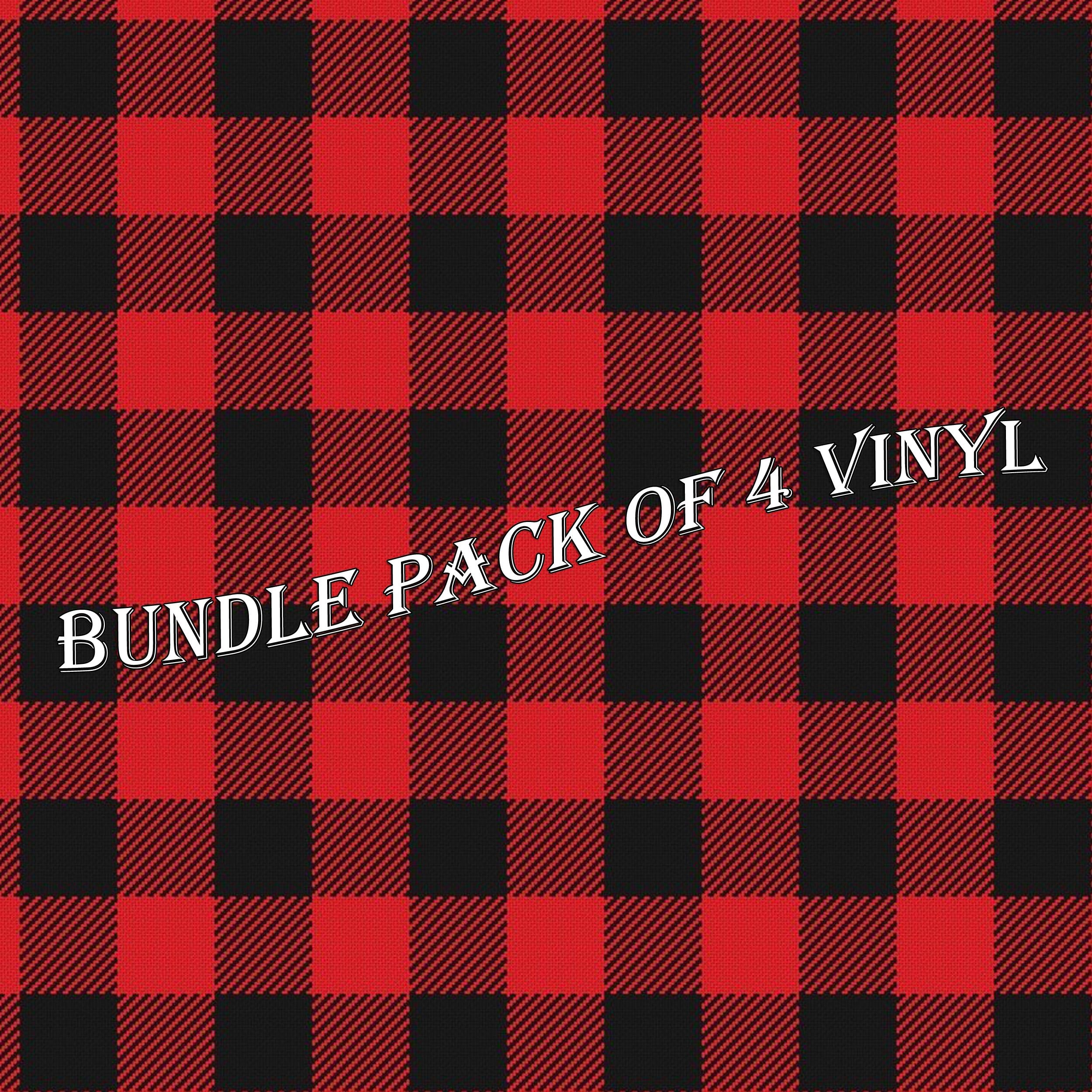 Vinyl Boutique Shop Red Plaid Pattern Vinyl Sheets Heat Transfer Vinyl Patterned Vinyl Adhesive Patterned Vinyl Bundle Pack - Pack of 4 (Heat Transfer Vinyl)
