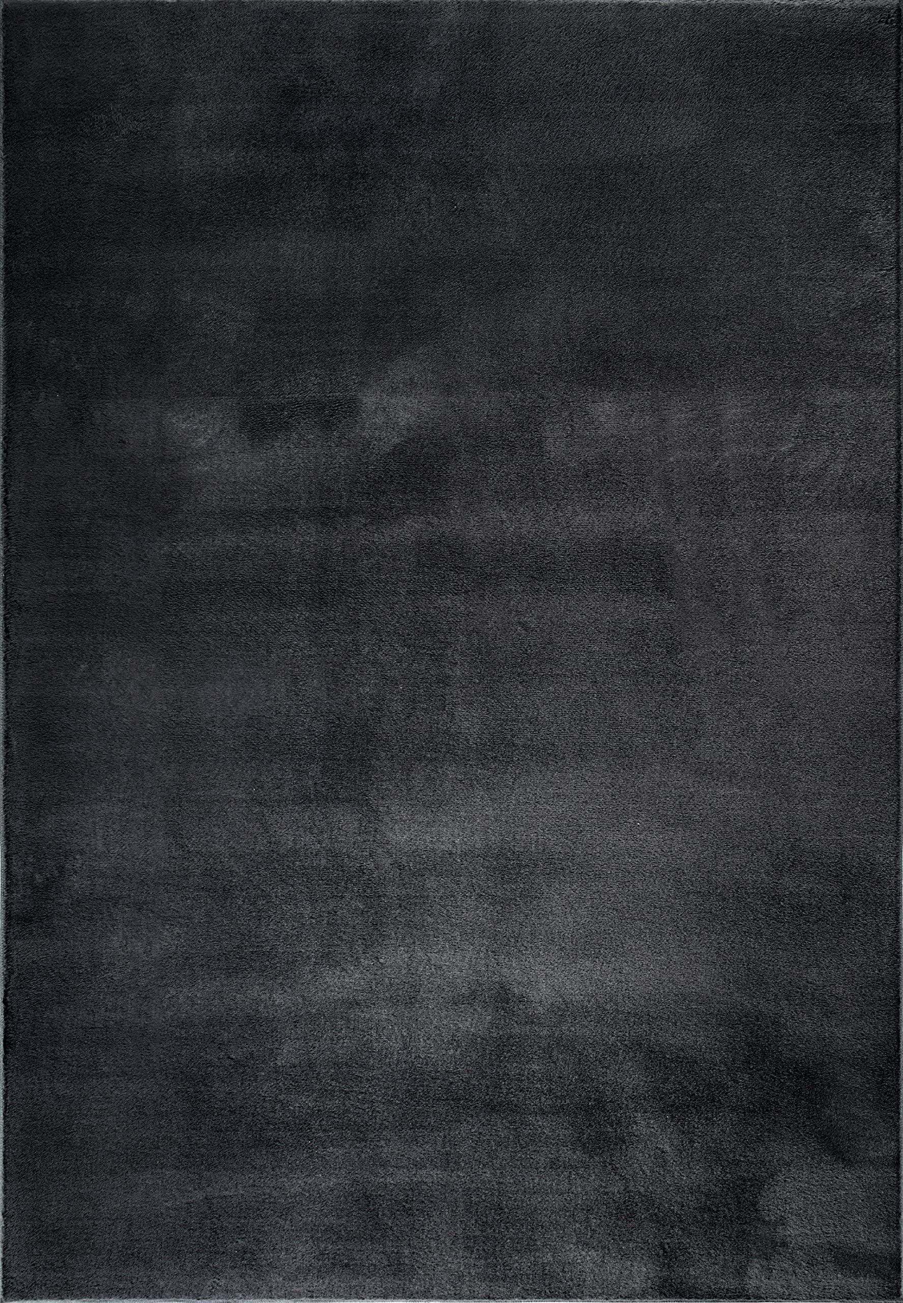 Mia´s Luna Tapis Douillet Fourrure Noire 70x140 Cm - Lavable, Antidérapant, Compatible Chauffage Au Sol
