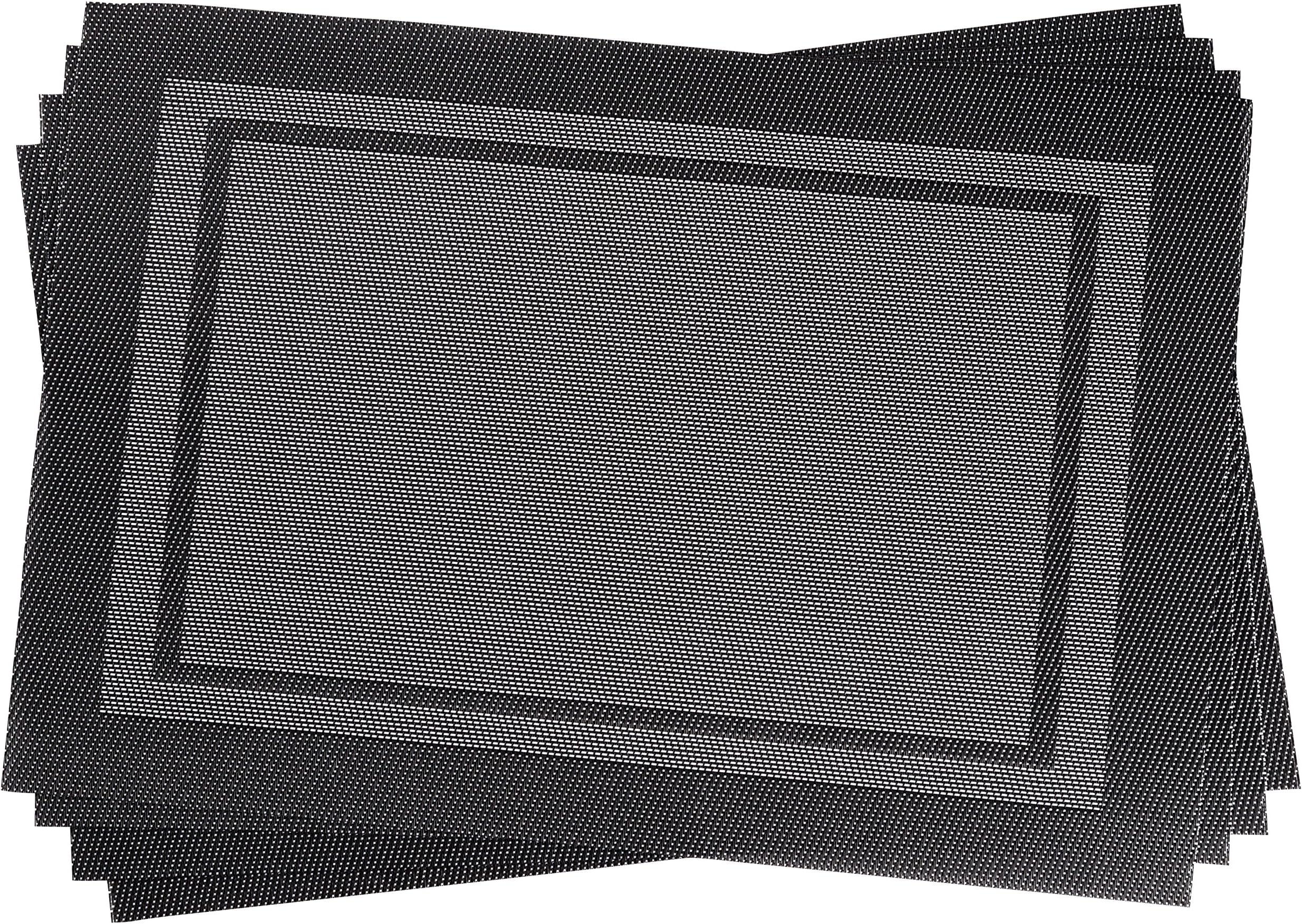 Vinyl Table Placemats for Dining or Kitchen Table (Set of 6, Grey)