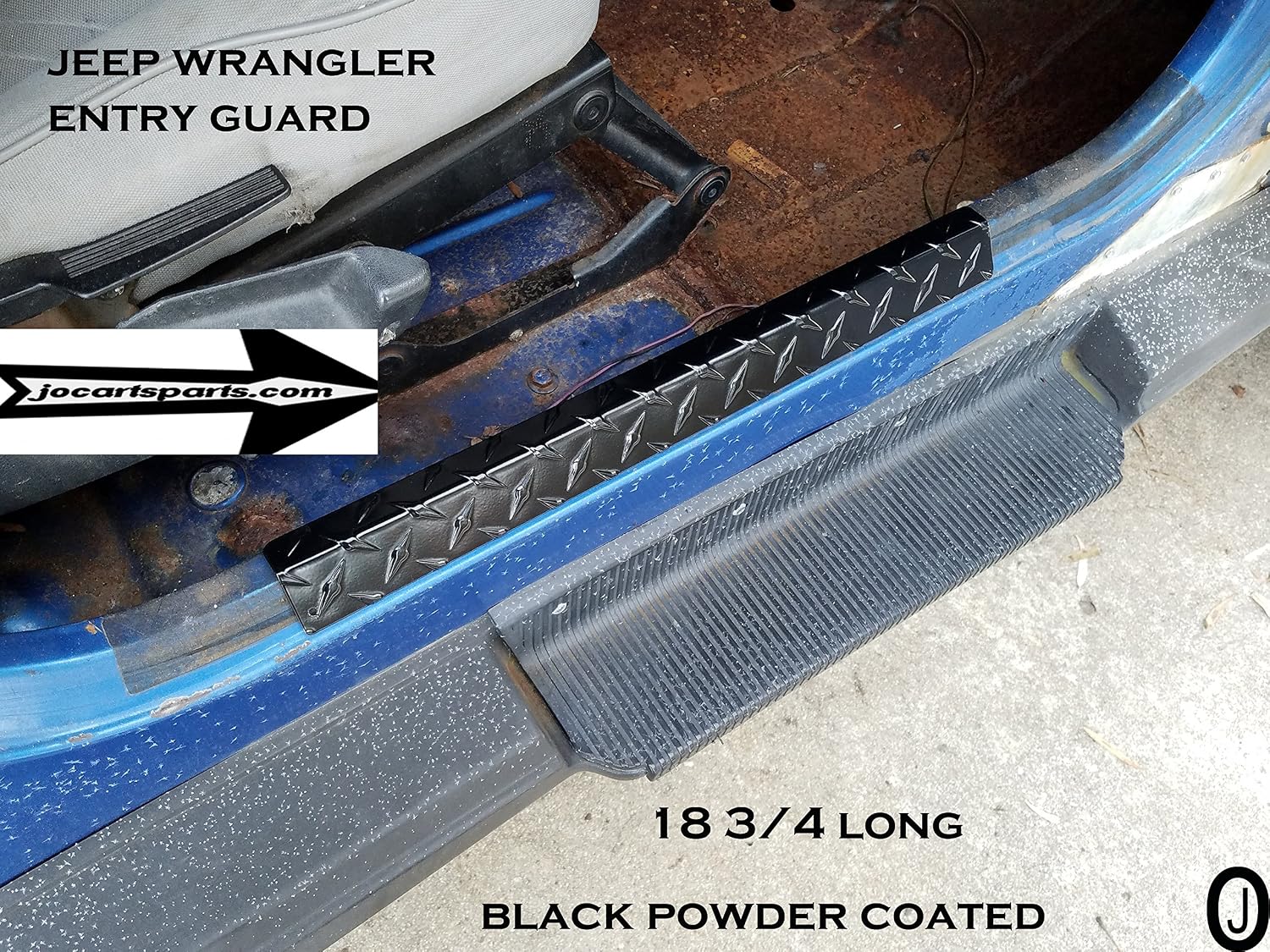 Fits with Jeeep Wrangler YJ-CJ7-CJ8 Black Diamond Plate Entry Guards Powder Coat 24 Long