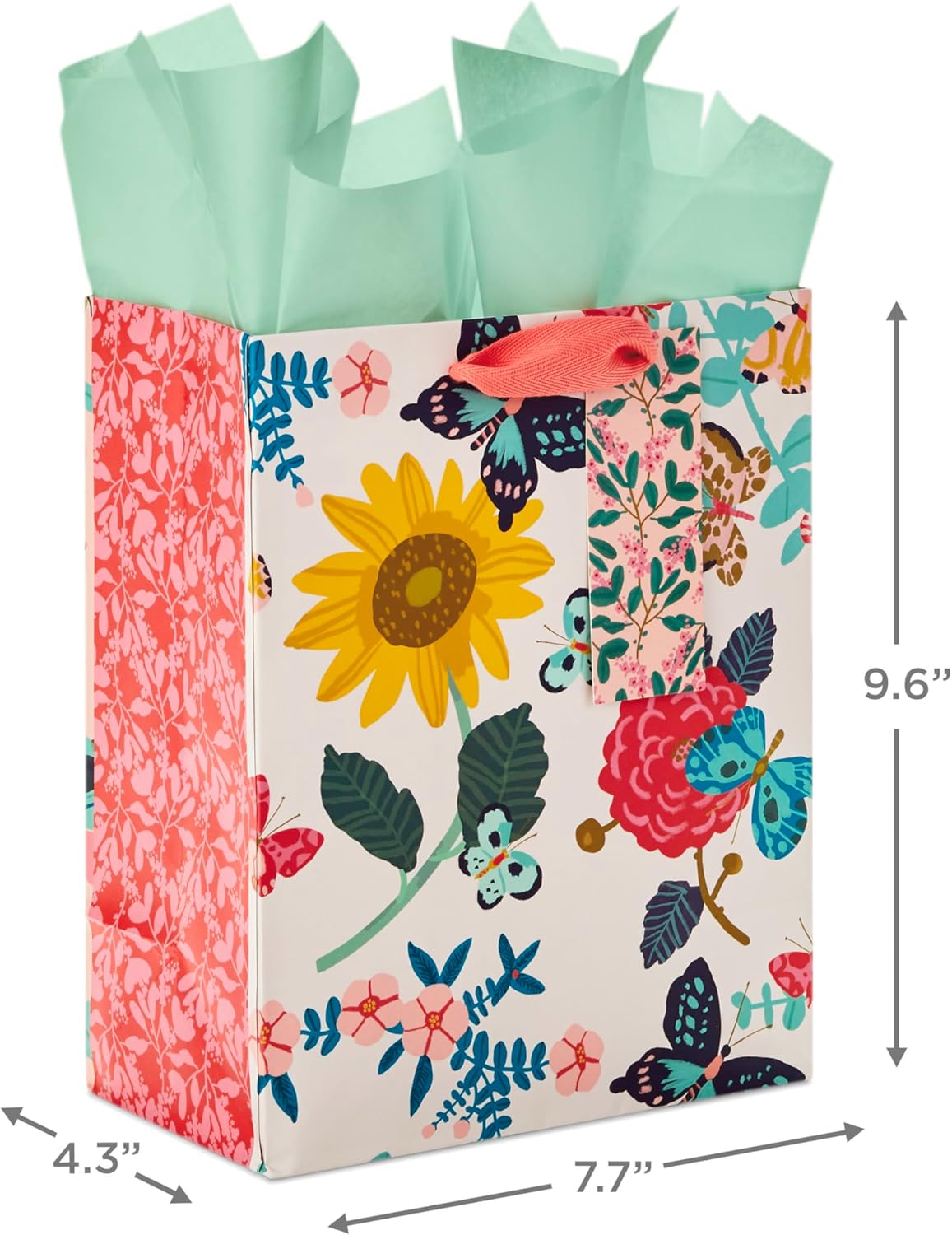 Hallmark 9" Medium Gift Bag with Tissue Paper (Bright Flowers) for Valentine's Day, Easter, Birthdays, Bridal Showers, Weddings, Baby Showers, Mother's Day