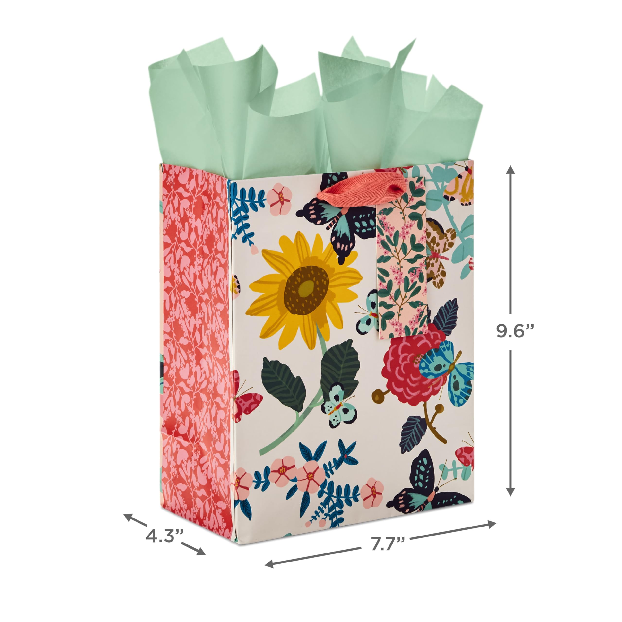 Hallmark 9" Medium Gift Bag with Tissue Paper (Bright Flowers) for Valentine's Day, Easter, Birthdays, Bridal Showers, Weddings, Baby Showers, Mother's Day
