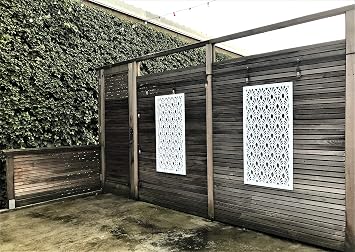 VIMA (Pineapples) Decorative Wall Art Panel - 48 L x 24 W x 3/8 H, White Color PVC Board Panel with Private Screen Fence Design for Home Renovation & Wall Decor