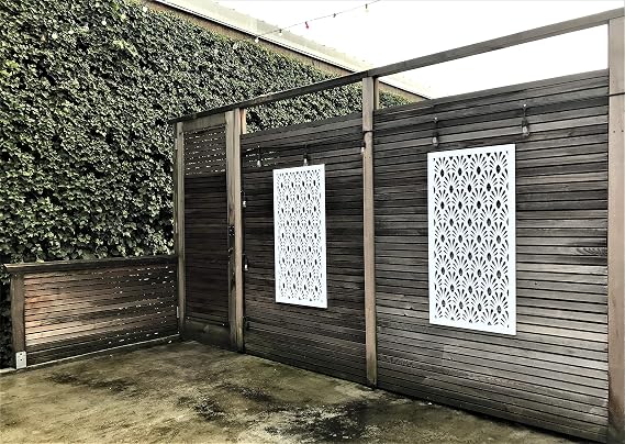 VIMA (Pineapples) Decorative Wall Art Panel - 48 L x 24 W x 3/8 H, White Color PVC Board Panel with Private Screen Fence Design for Home Renovation & Wall Decor