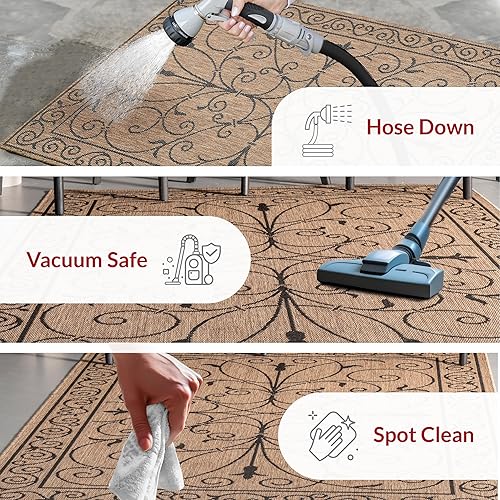 Miniatura 3 de nuLOOM Alfombra de rendimiento para exteriores de 2 x 3 pies, certificado OEKO-TEX, resistente a la intemperie, alto tráfico, patio, balcón,