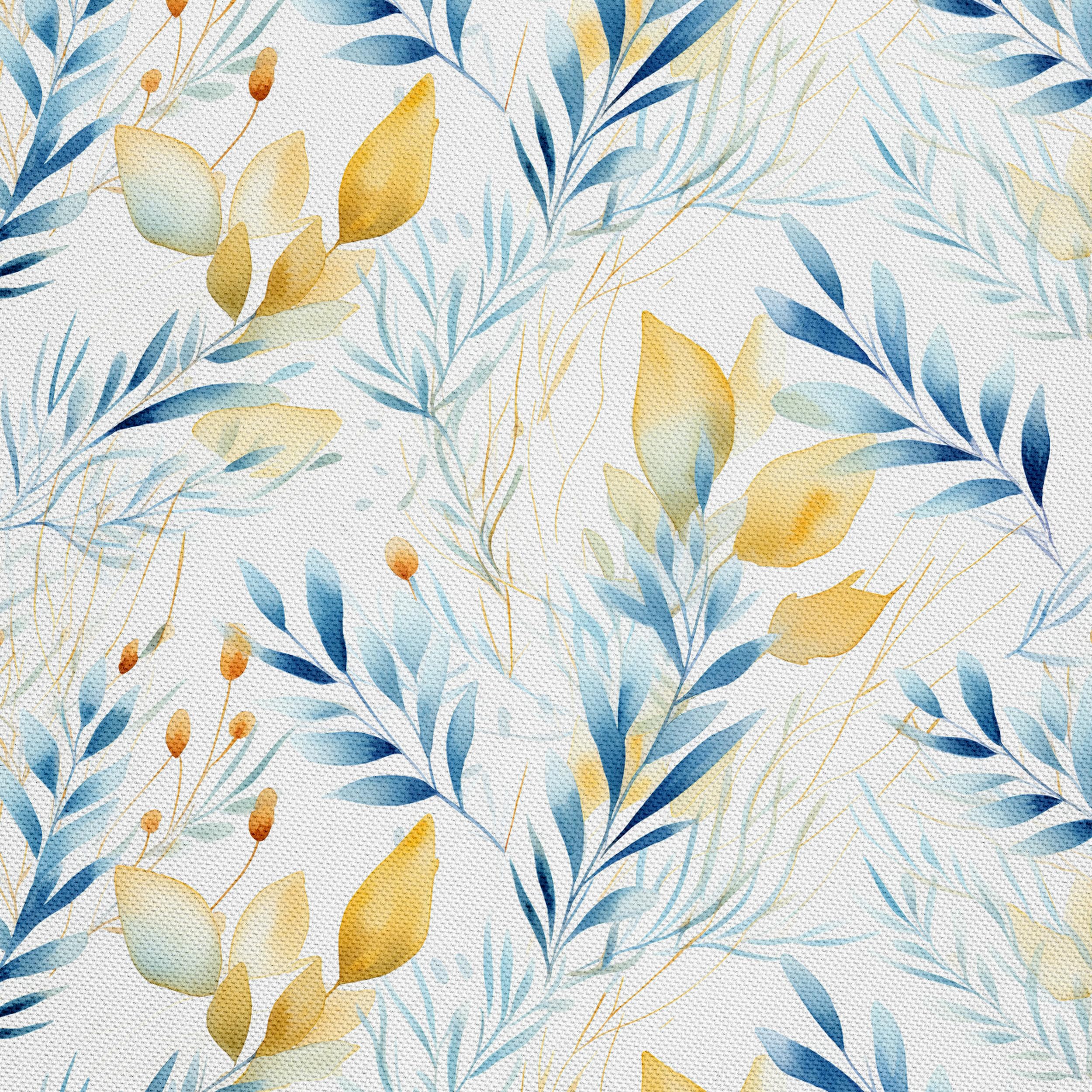 HEKO PANELS Stoff Oxford Wasserdichte Meterware Canvas-Stoff Polyester Nähstoff Dekostoffe Handwerken Wasserabweisend Blickdicht Pflanzen Blätter Aquarell Wasserfarbe 5 Meter 155 x 500 cm DX2129