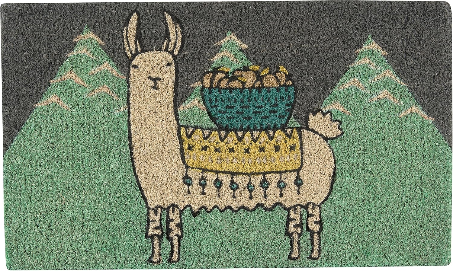 Danica Studios Natural Fiber Printed Doormat, Llamarama Green - 18 x 30 in | Fade-Resistant