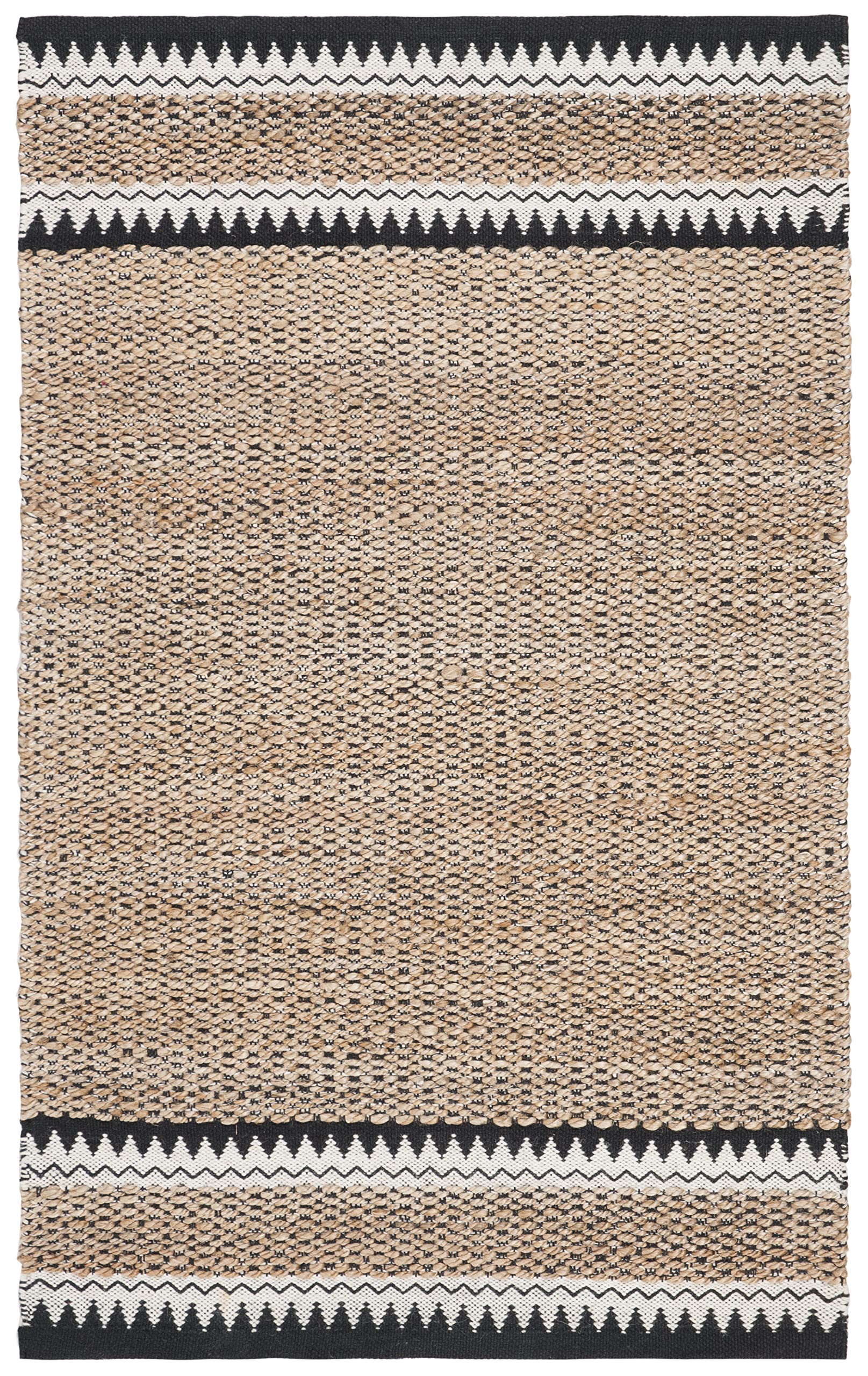 safavieh natural fiber collection accent rug - 2' x 3', natural & black, handmade farmhouse boho coastal rustic jute, ideal for high traffic areas in entryway, living room, bedroom (nf874b)