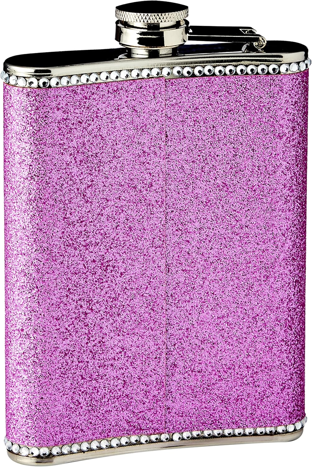 Premier Housewares 508075 Girls Night Out Glitter Hip Flask, 8 oz - Hot Pink H14 x W10 x D3cm