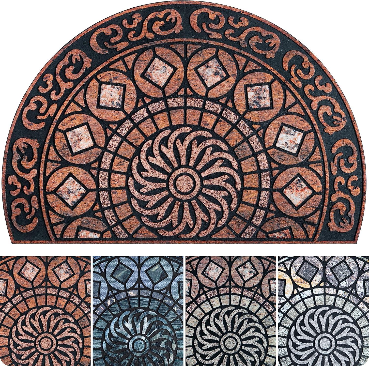 ubdyo - Front Door Mat - Welcome Mats Outdoor - 23’?36’ - Welcome Mat - Door Mats Outdoor - Entryway Rug - Doormat - Spring Welcome Mat - Outdoor Mat - Door Mats - Orange Xl Orange Round