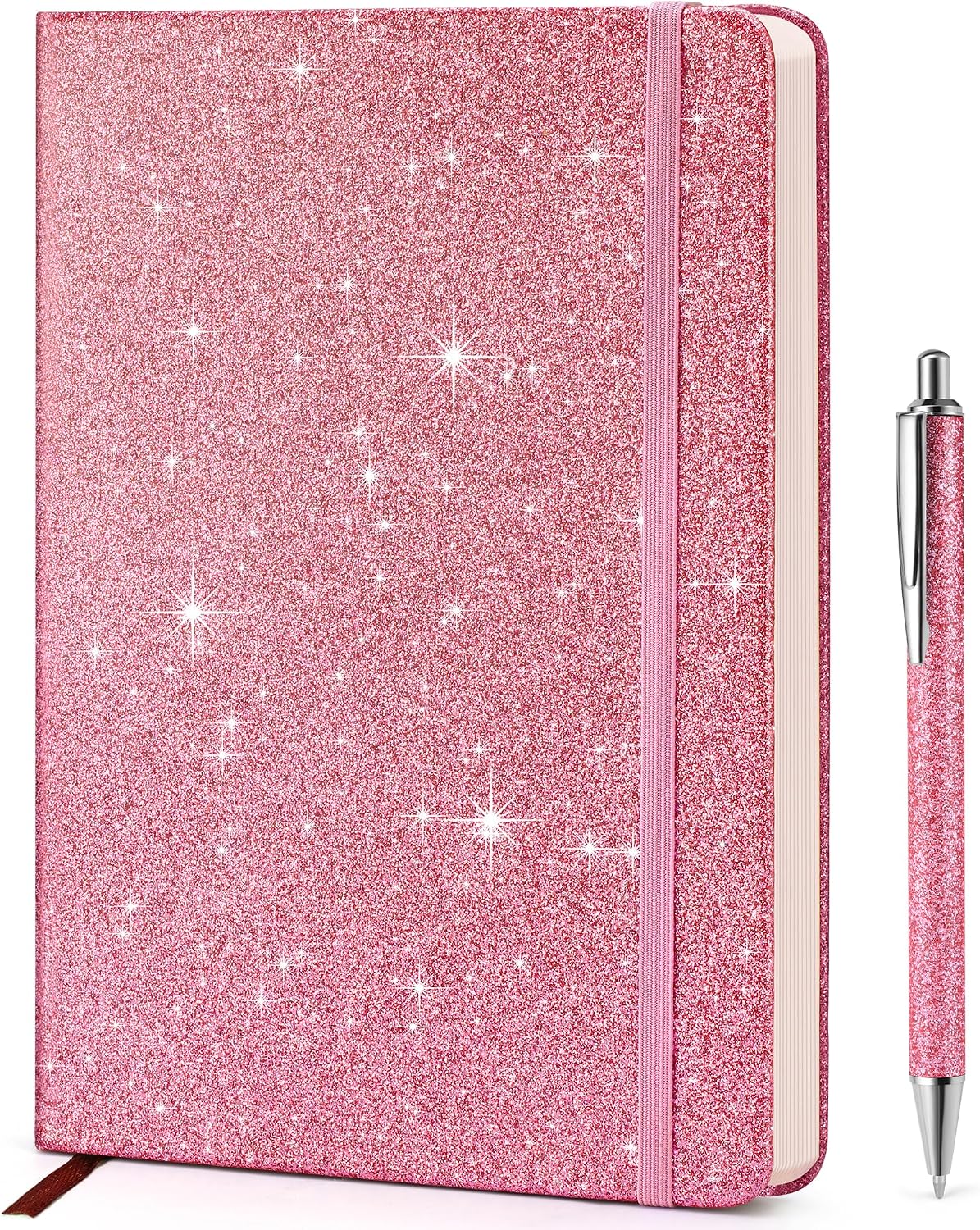 Gold Glitter Notebook, 8.4"x 5.7", 200 Lined Pages, No-Shed Sparkle Journal for Girls & Women, A5 Hardcover Diary for Writing, Birthday Gift for Teen Kids, Trendy Stuff for 8 9 10 11 12 Year Old