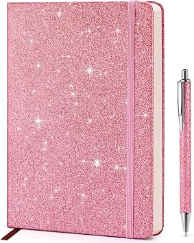 Pink Glitter Journal for Girls, No-Shed Sparkle, Gifts for Kids & Teens