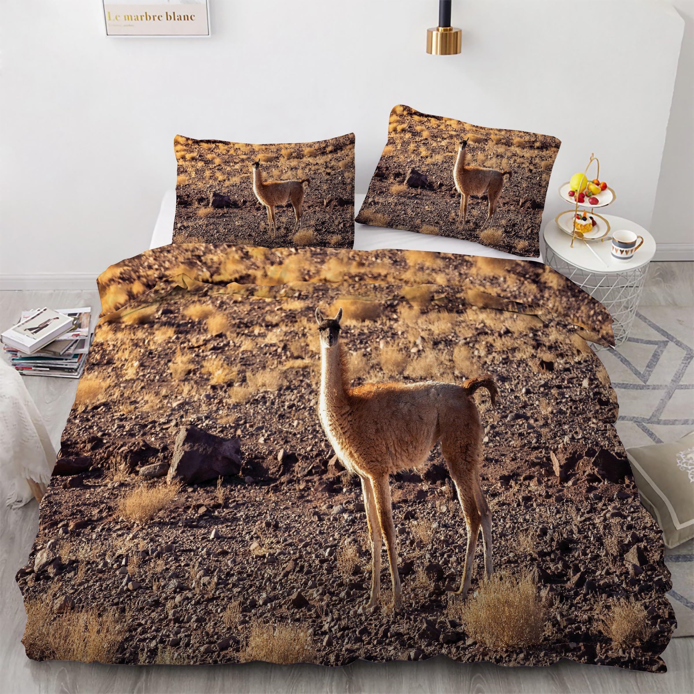 Ensemble de literie 3 pièces motif animalier pour chambre chaleureuse