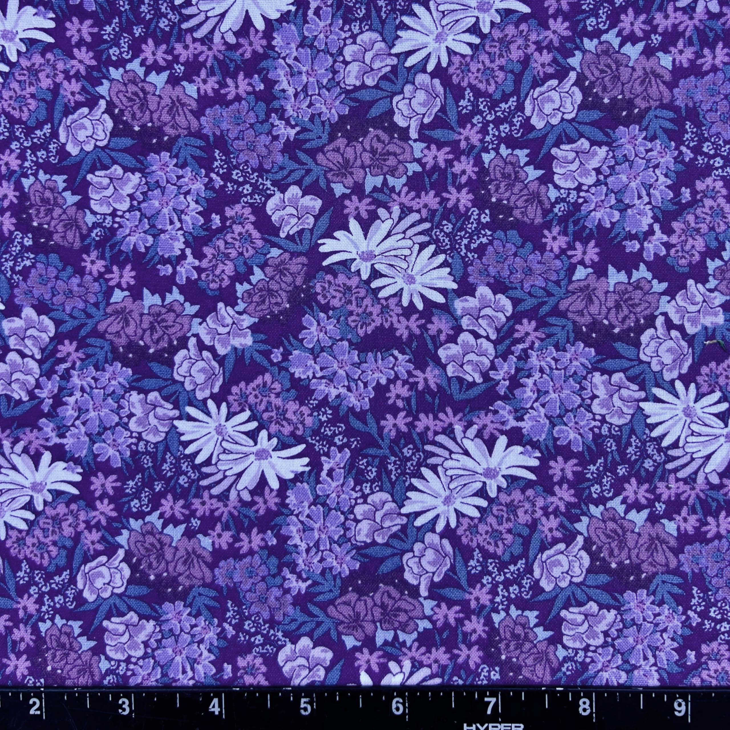 100% Cotton Fabric by The Yard for Sewing, Quilting, DIY Crafts - 42 Inches (Purple Flower Garden)