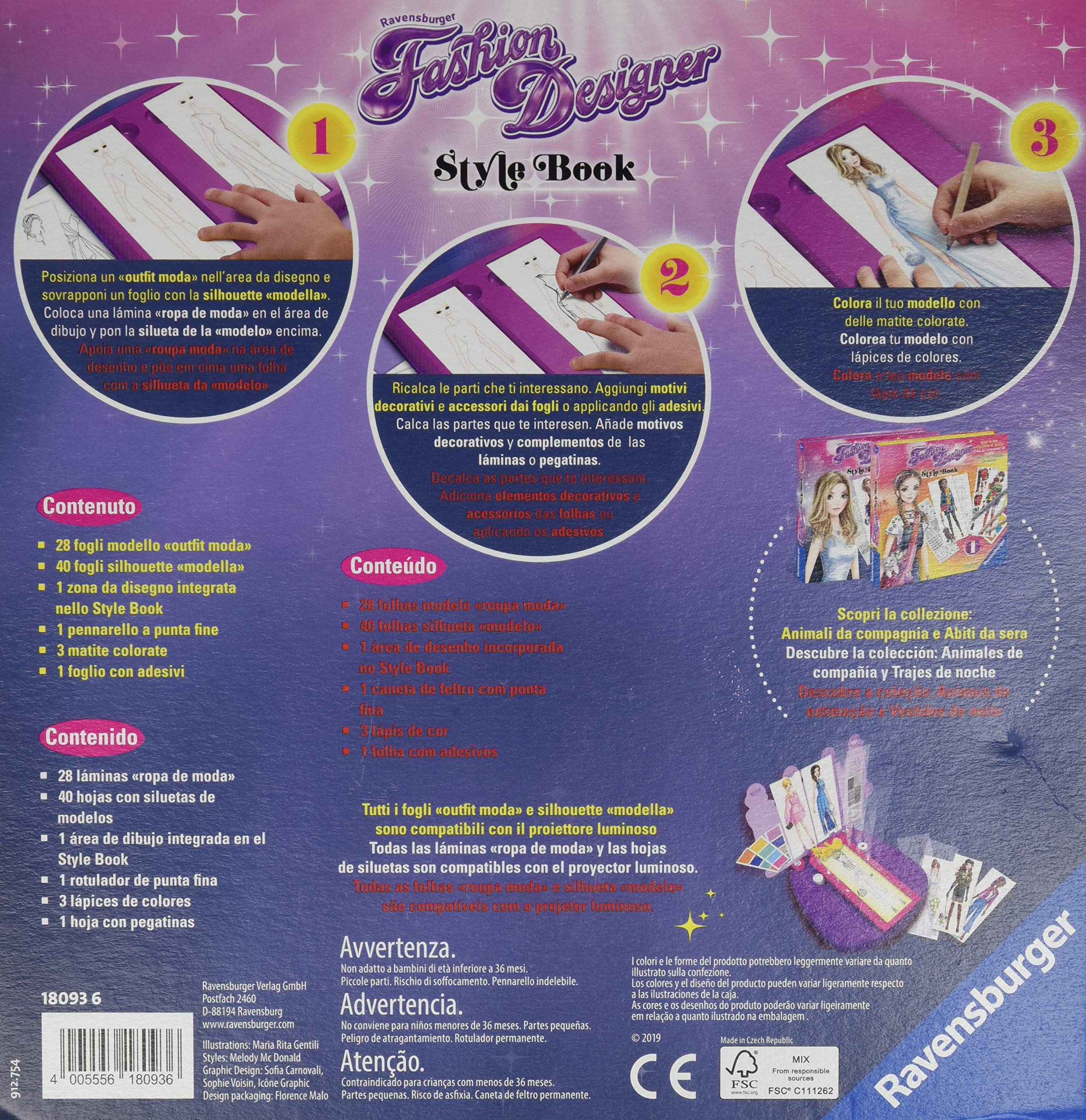Ravensburger CreArt – Libro De Diseño De Moda Fantasía, Pintura Por Números Para Niños De 6+ Años