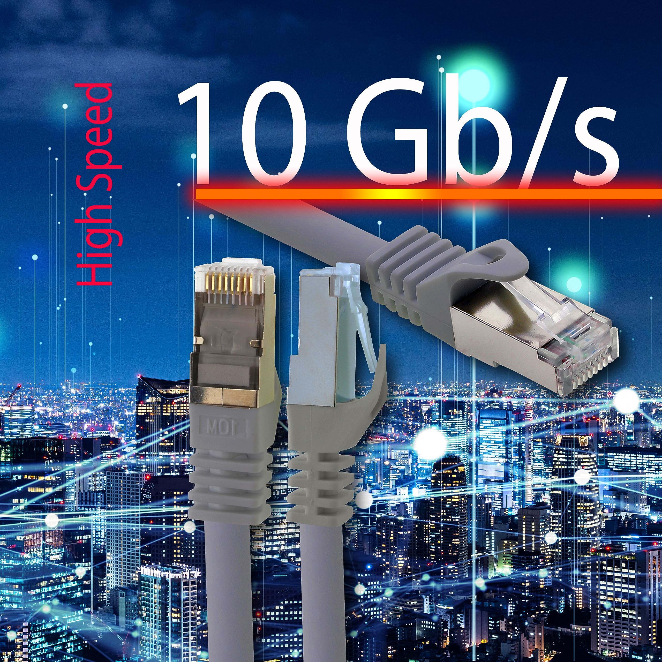 2,0 m - gris - 5 pièces câble réseau CAT.7 câble de raccordement Ethernet Lan S-FTP LSZH PIMF 10GB s prise RJ45 Cat6a