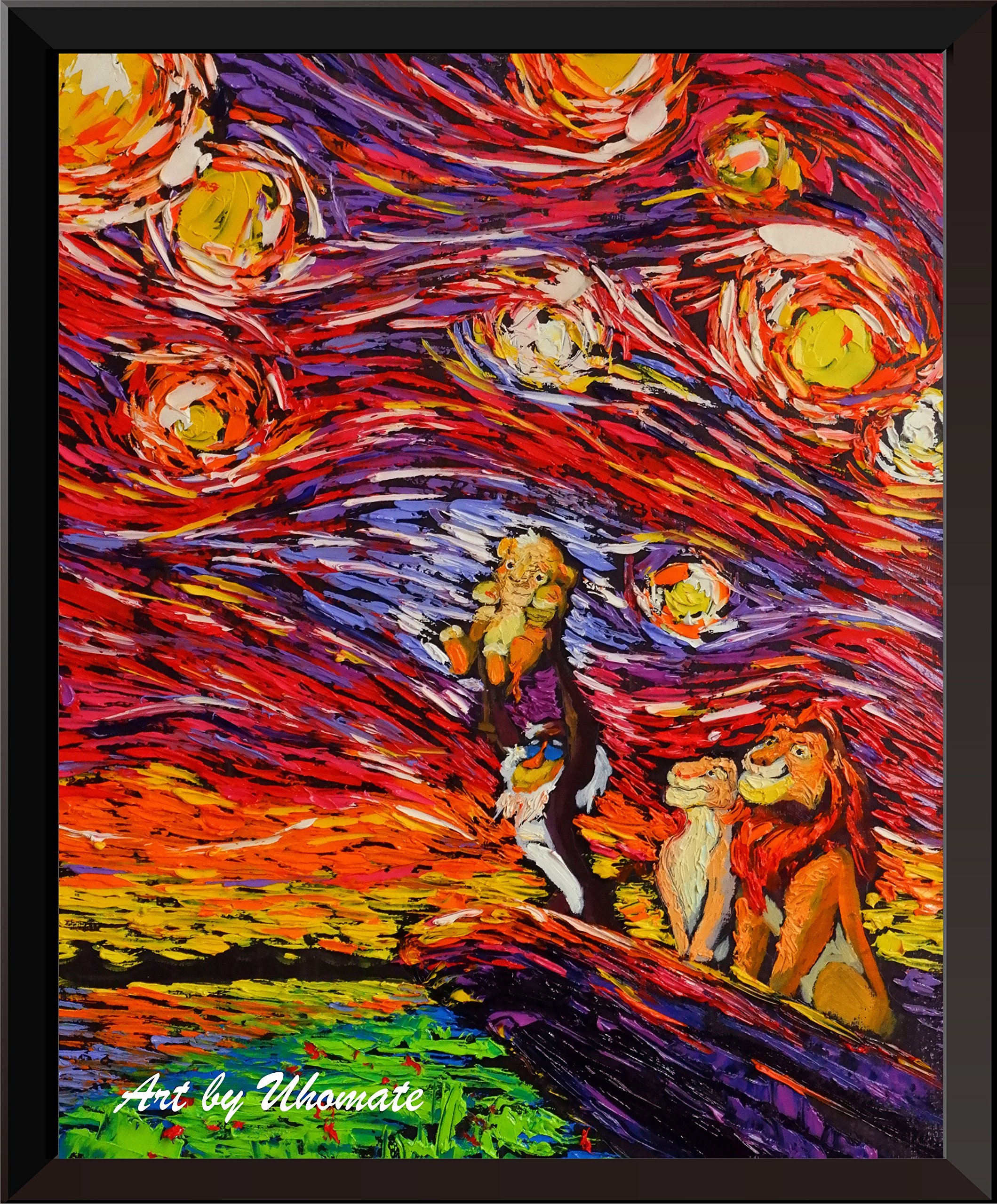 Uhomate The Lion and Son Poster Vincent Van Gogh Starry Night Posters Home Canvas Wall Art Nursery Decor Living Room Wall Decor A025 (8X10)