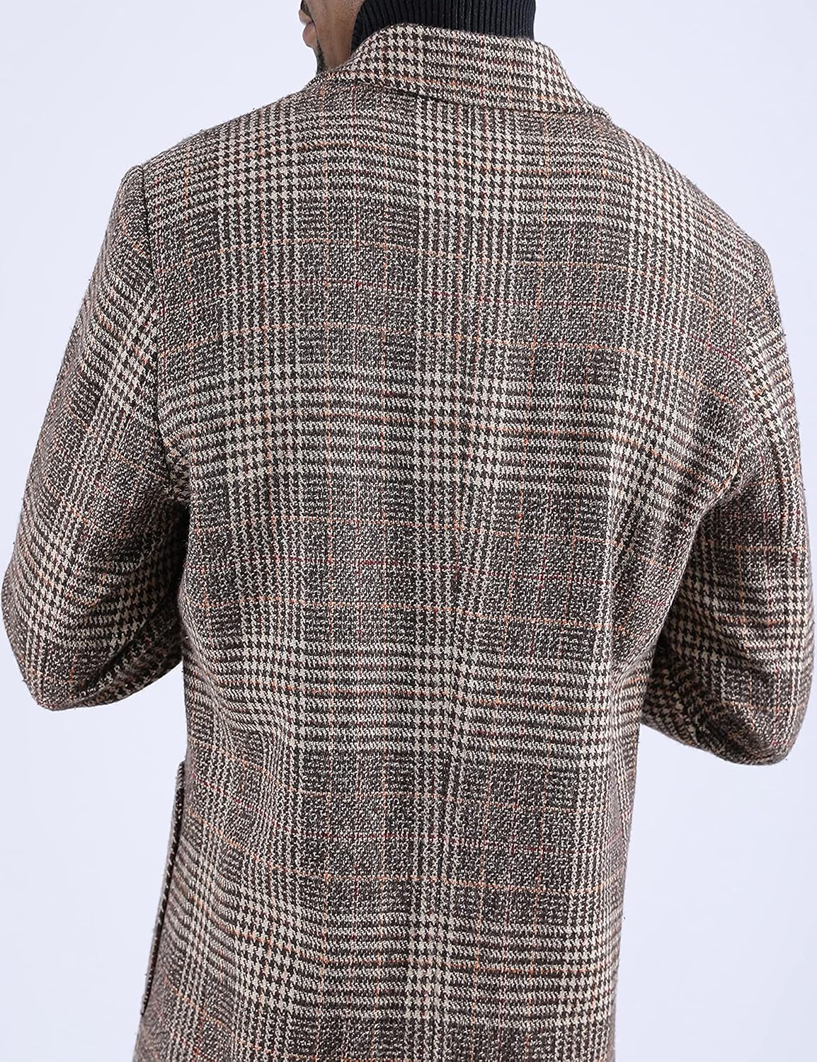 Springrain Men's Wool Blend Pea Coat Notched Collar Single Breasted Overcoat Warm Winter Trench Coat - Image 5