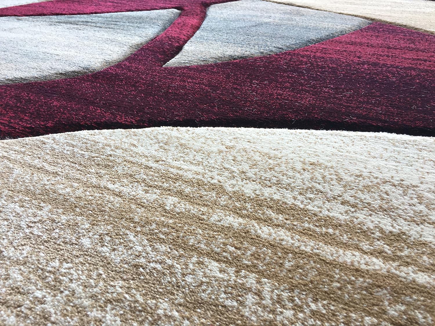 Sculpture Modern Round Contemporary Area Rug Red Burgundy Design 248 (5 Feet 6 Inch X 5 Feet 6 Inch)