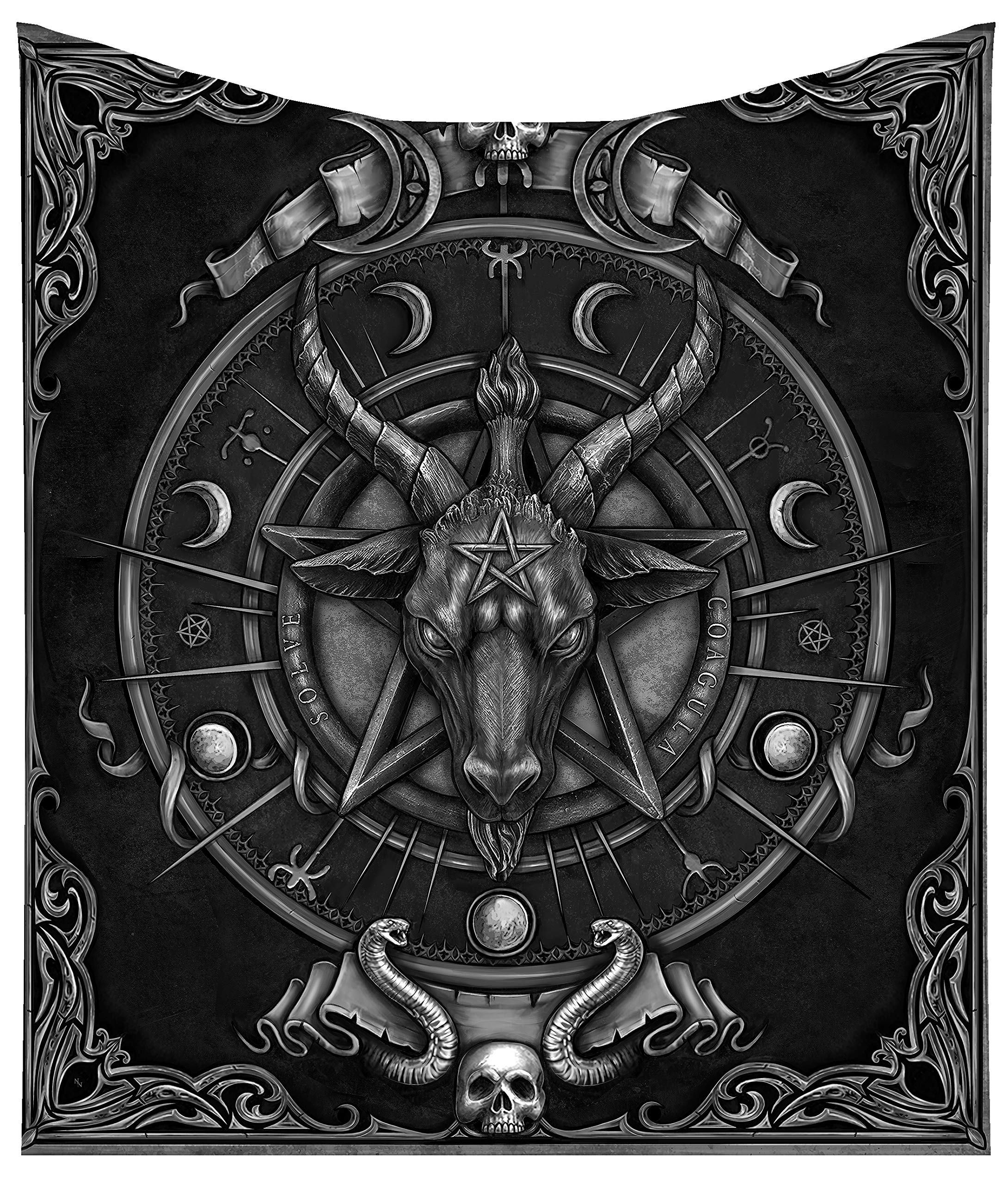 Nemesis Now Black Baphomet Triple Horn Sabbatic Goat Throw Blanket, 160Cm